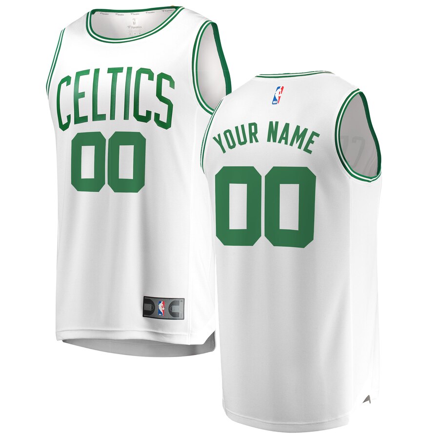 Men's Boston Celtics Custom #00 Fast Break Fanatics Branded White Replica Association Edition Jersey 2401MHFK